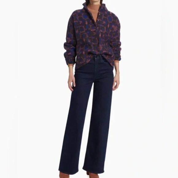 Xirena Caden Wool Blend Fleece Jacket Cozy Geometric Print Snap-T pullover XS - Picture 4 of 12